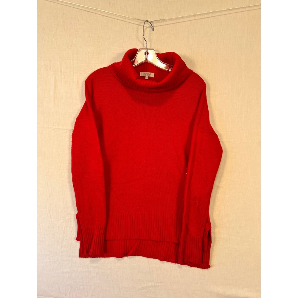 Bartolini Italy Red Wool Cashmere Blend Turtleneck Sweater Womens Small High-Low